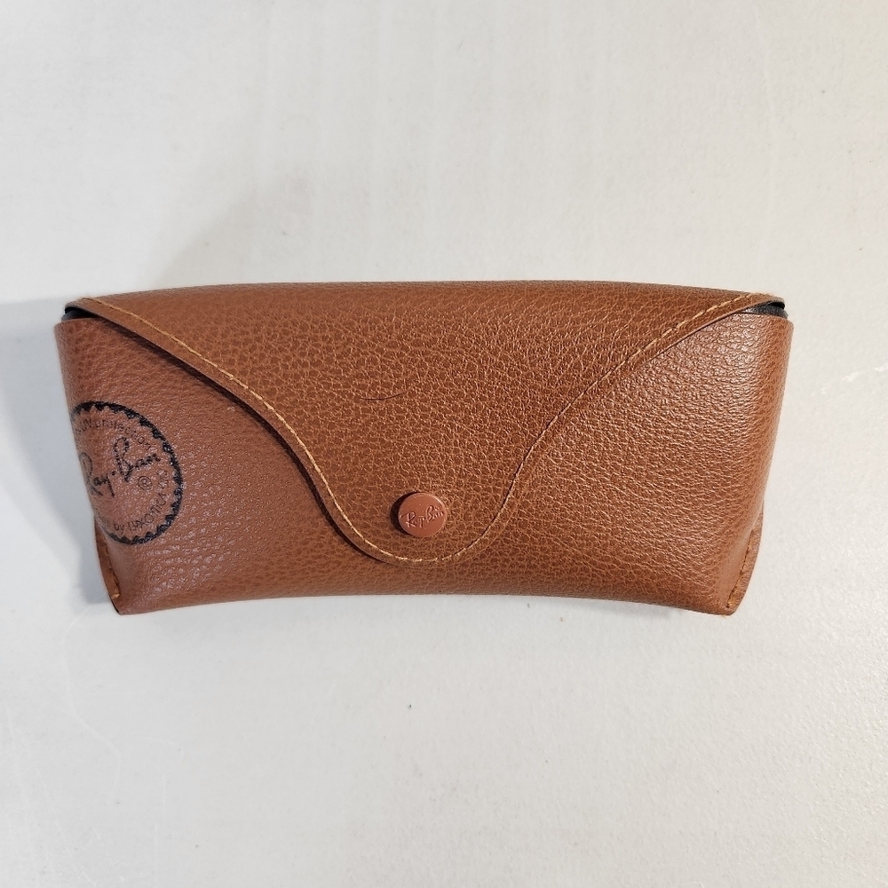Ray-Ban Brown Pebbled Leather Glasses Case Semi-Soft Flip Top